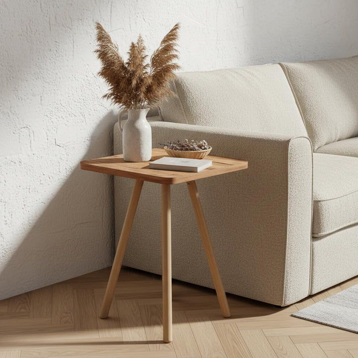 Beistelltisch Eiche 34x45 cm Holzbeine Sofatisch Couchtisch Nachttisch Skandinavisch Natur Oak Quadr