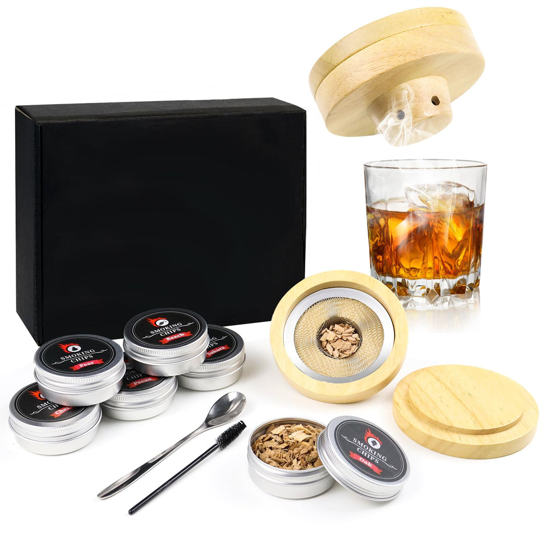 Cocktail Smoker Kit,Whiskey Smoker Kit mit 6 Holzchips,Old Fashioned Whiskey Smoker Drinks Kit,Cockt