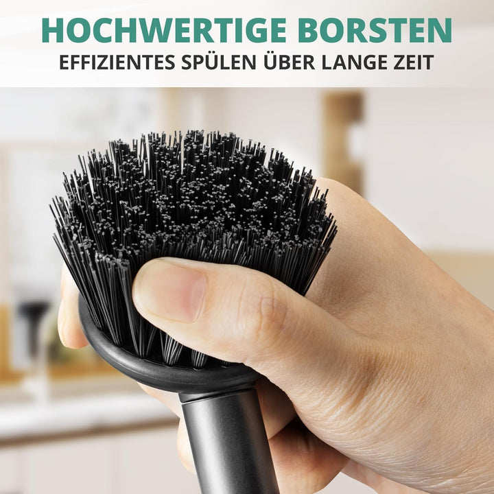 Spülbürste 3er Pack schwarz I Langer Griff I Modernes Design, minimalistisch I Küchenbürste handlich