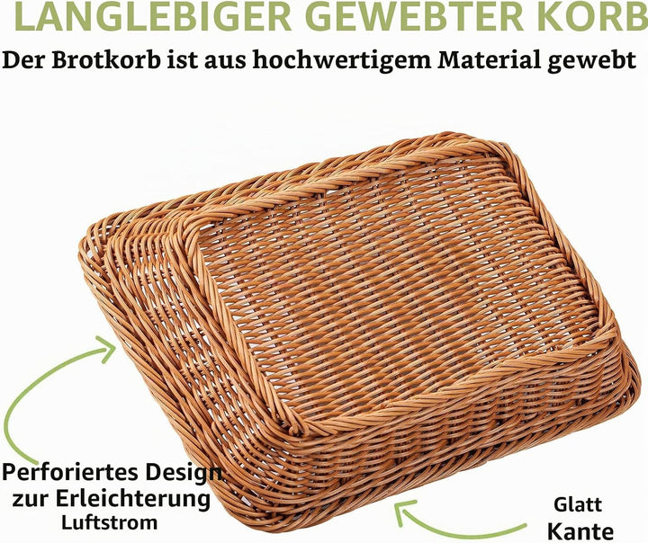 2er Set Brotkörbchen Brotkorb Geflochten 35 x 25 x 7 cm Körbchen aus Polypropylen,Geschenkkorb,Flech