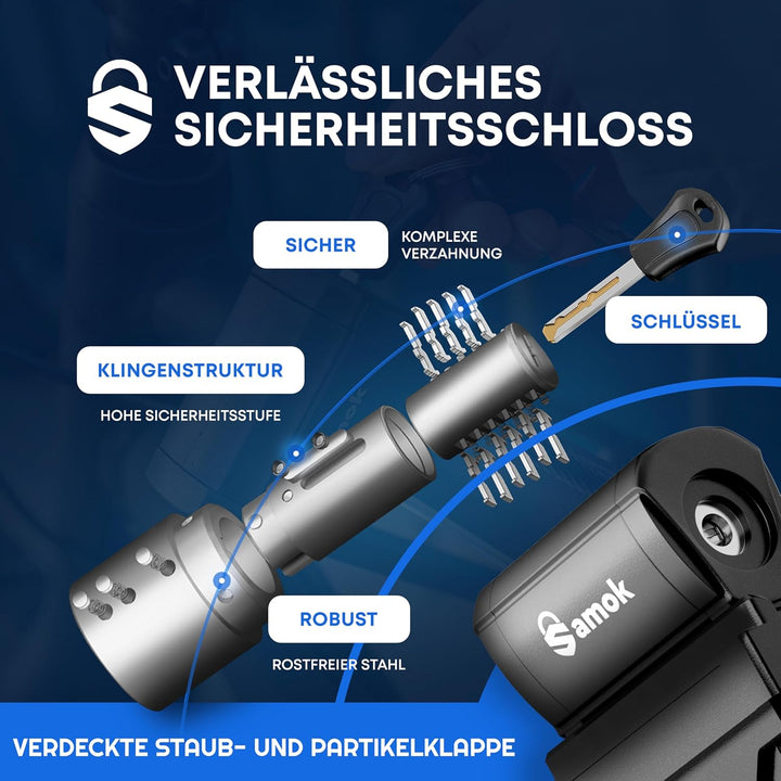Samok Fahrradschloss Faltschloss 120cm - Faltschloss Fahrrad inkl. Halterung &amp; Zubehör - Extrem sich