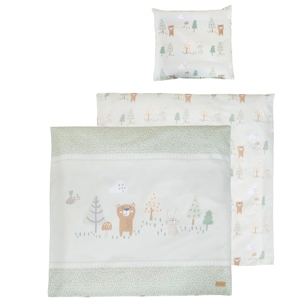 roba Wiegenbettwäsche Woodland Buddies aus Baumwolle - Bezug für Bettdecke 80 x 80 cm + Kopfkissen 3