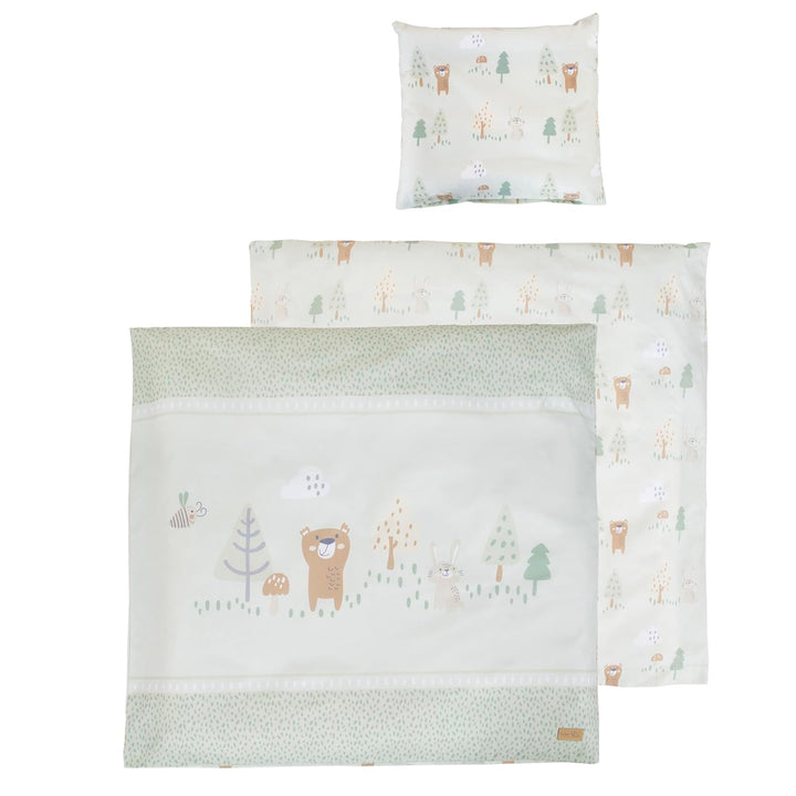 roba Wiegenbettwäsche Woodland Buddies aus Baumwolle - Bezug für Bettdecke 80 x 80 cm + Kopfkissen 3
