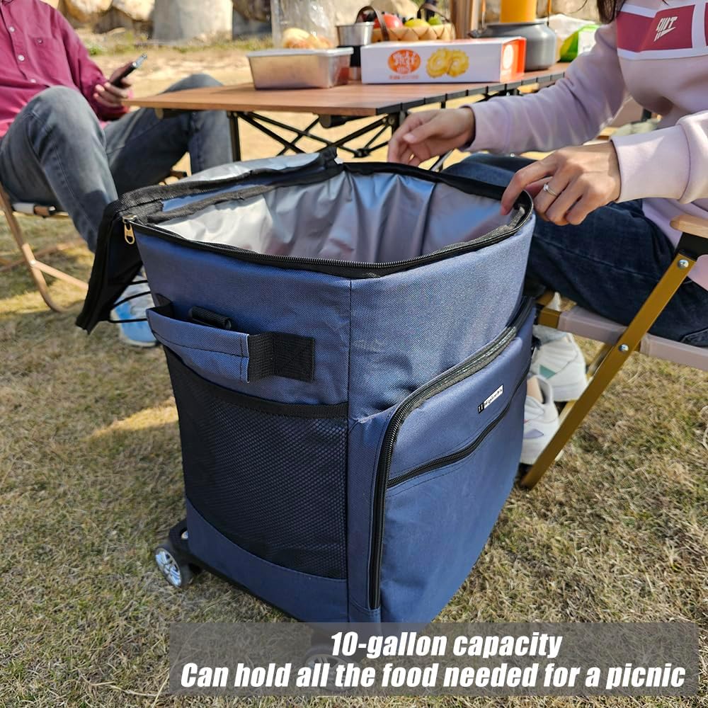 Kühltasche Mit Rollen Kühlbox Gross 40L Isolierbox Kühltasche Bierkasten Faltbar Lunchtasche for Pic
