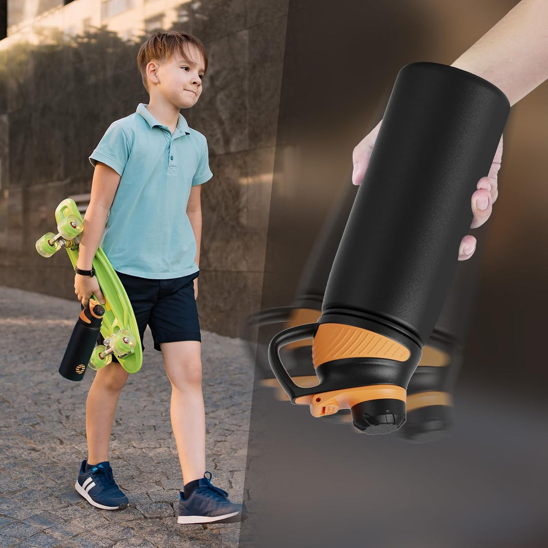 Fjbottle Edelstahl Trinkflasche Sport mit Magnetischem Deckel 1L, 800ml, 600ml, 400ml BPA-Frei Ausla