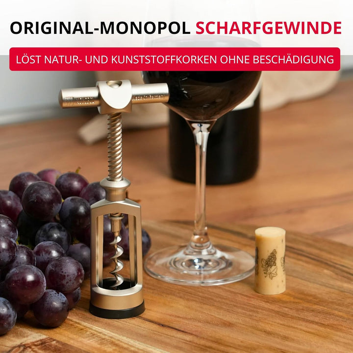 Westmark Glockenkorkenzieher mit Korkabstreifer, Monopol Edition, Stahl/Zink-Druckguss, Chianti, Ede