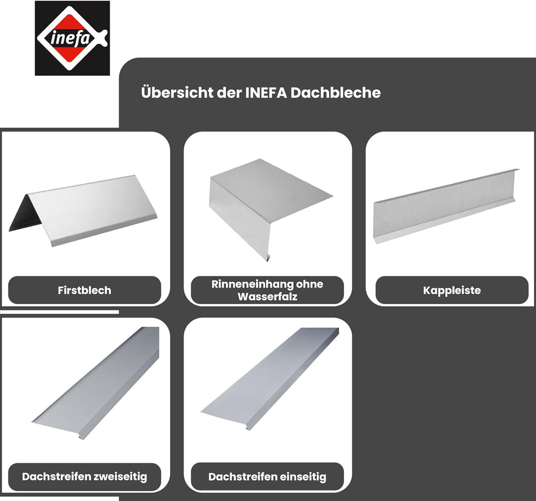 Kehlblech mit Wasserfalz aus Aluminium 200cm, 1 Stück Silber Alublech für optimale Dachentwässerung,