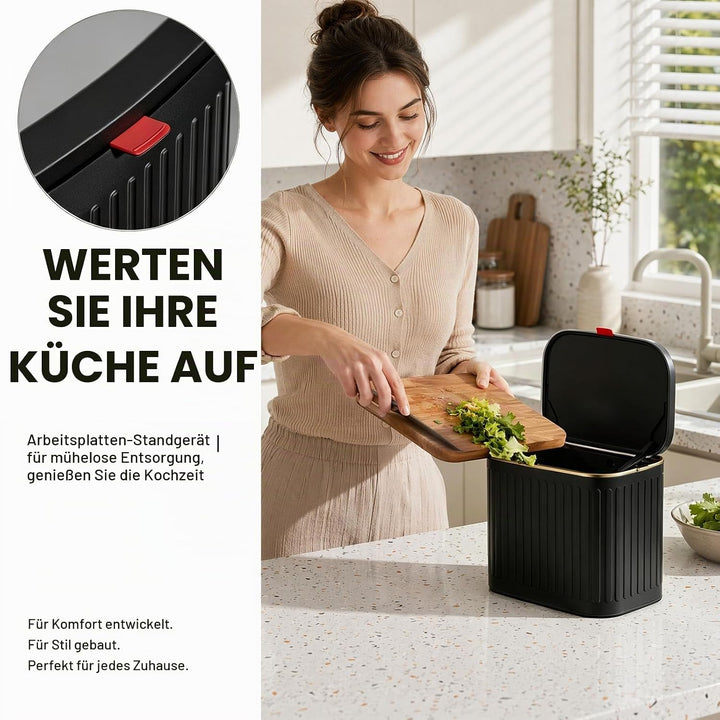 RANJIMA Abfalleimer 3L Wandmontage, Selbstklebender Mülleimer mit Schiebedeckel Inneneimer Hängender