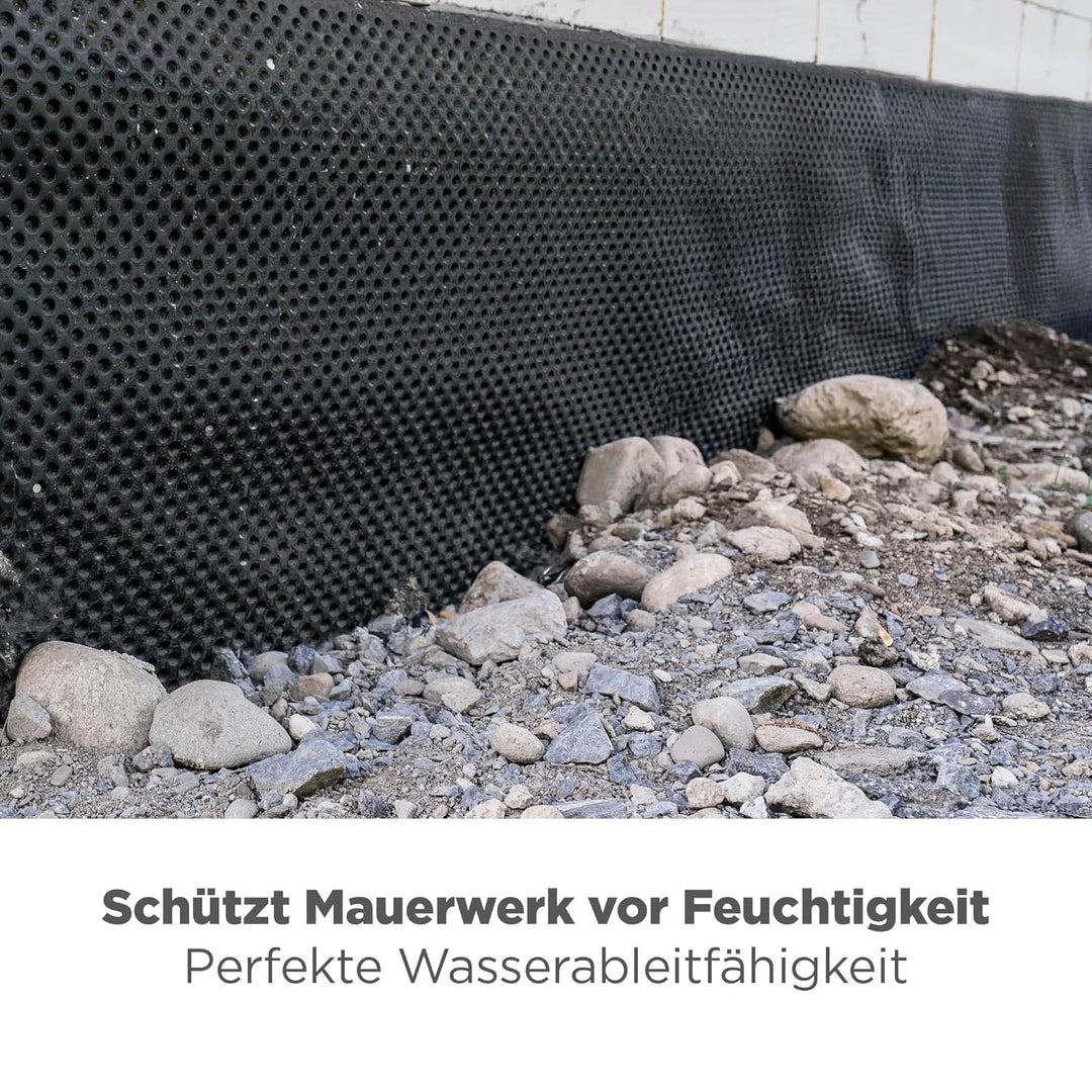 blizz-z Noppenbahn HDPE schwarz 400 g/m² | 0,80 m x 6 m Rolle | Noppenhöhe 3-8 mm | Drainagebahn, Gr