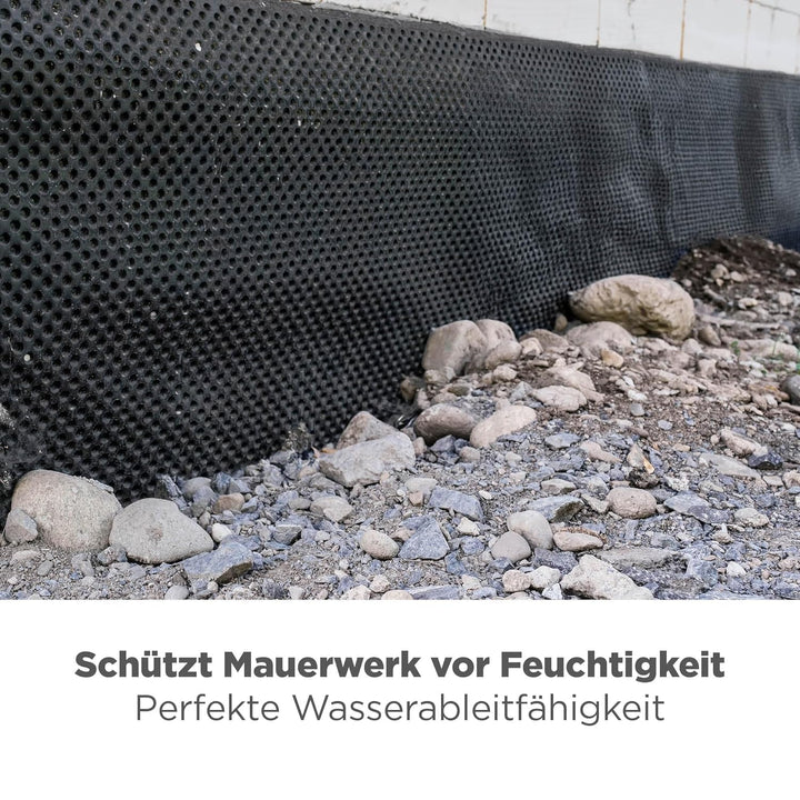 blizz-z Noppenbahn HDPE schwarz 400 g/m² | 0,80 m x 6 m Rolle | Noppenhöhe 3-8 mm | Drainagebahn, Gr