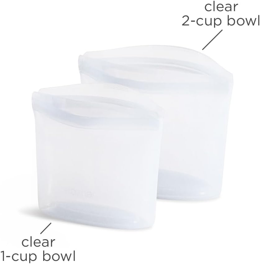 Stasher Bag Premium Silikonbeutel wiederverwendbar für Lebensmittel, Lot de 2, Klar, Dauerhaft, Back