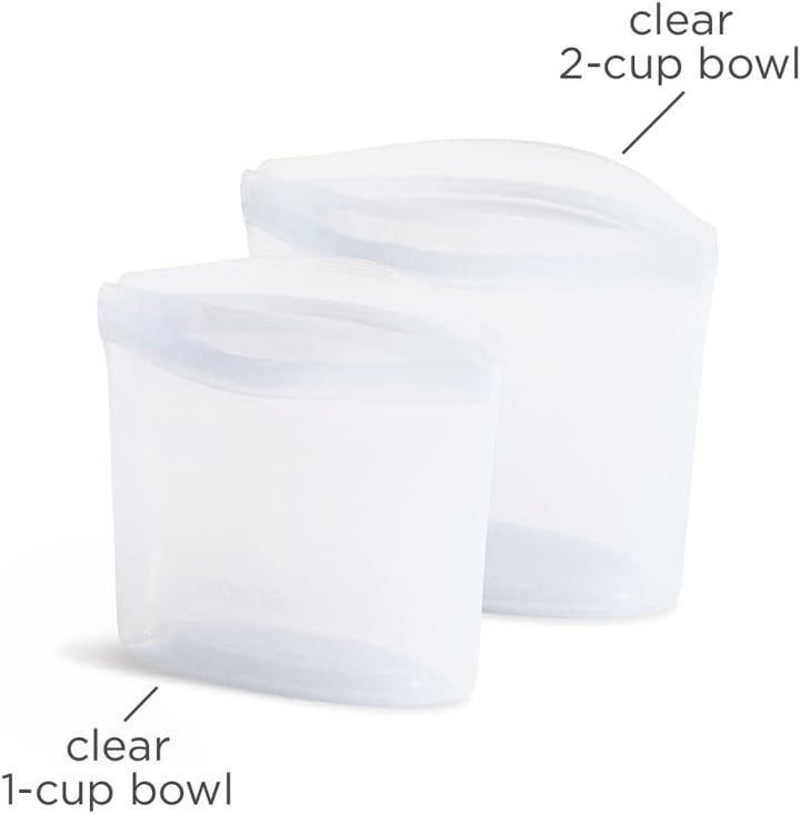 Stasher Bag Premium Silikonbeutel wiederverwendbar für Lebensmittel, Lot de 2, Klar, Dauerhaft, Back