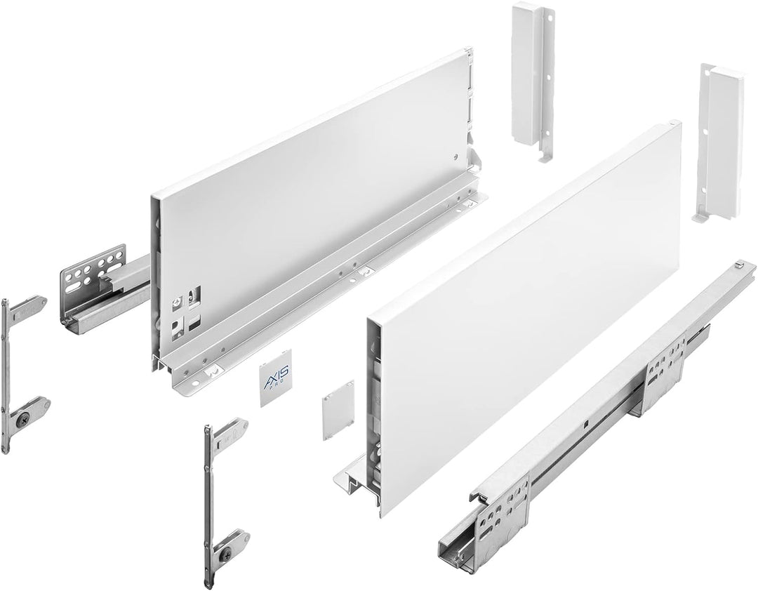 GTV Schubladensystem AXIS PRO I Schubkastengarnitur mit Vollauszug und integriete Dämpfung I Weiss I