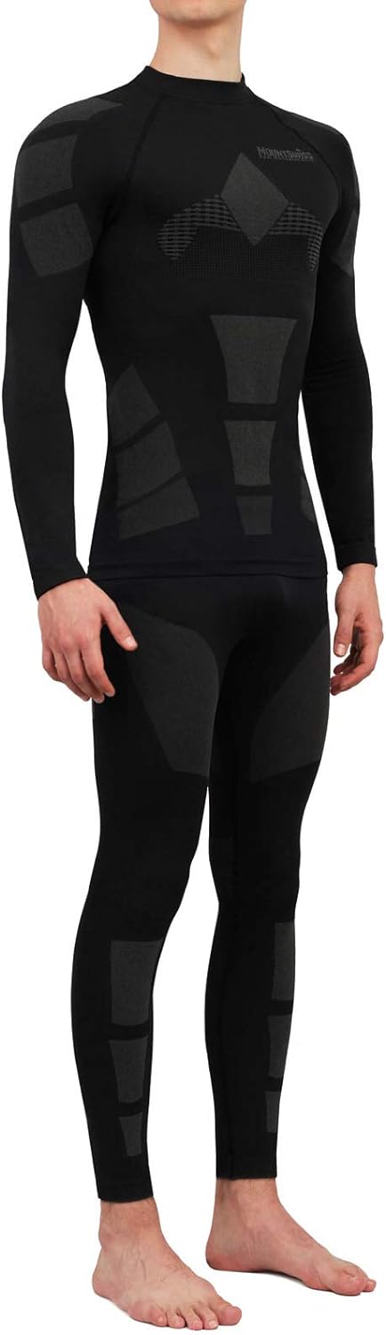 Mount Swiss© Herren Thermounterwäscheset Moto Skiunterwäsche Funktionsunterwäsche Atmungsaktiv XXL S