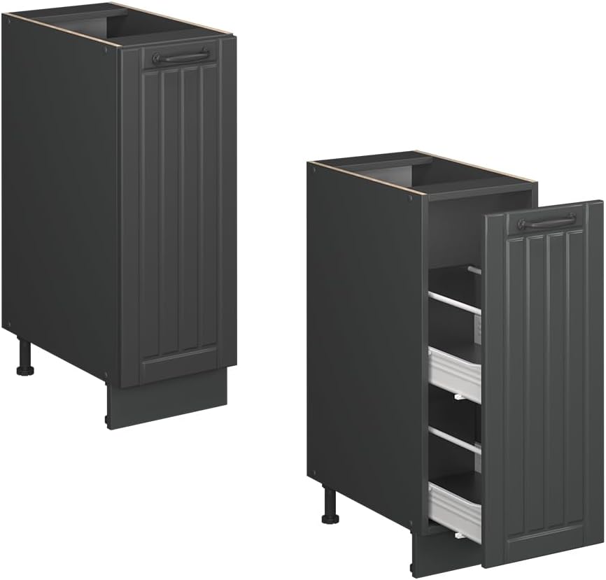 Vicco Apothekerschrank Fame-Line, Dunkelgrau, 30 cm, AP Eiche, zur Kombination mit weiteren Modulen