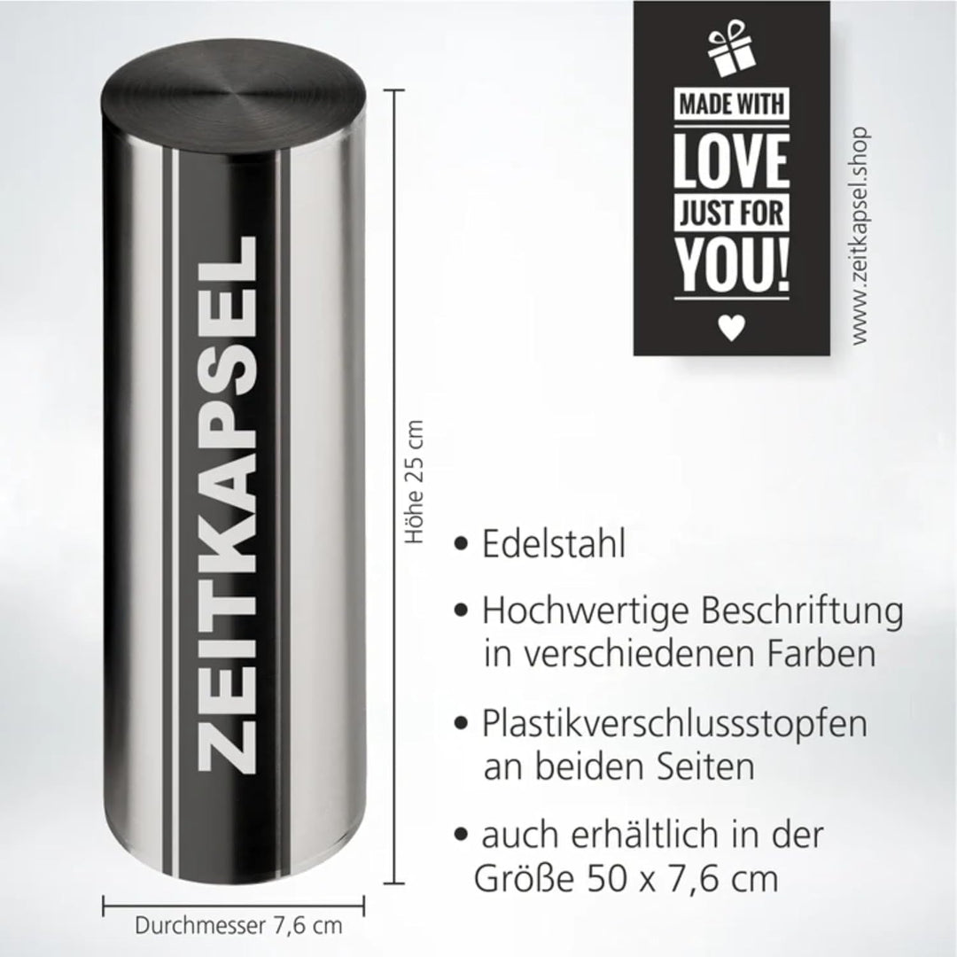 4you DESIGN Zeitkapsel zum Vergraben 25cm, Geschenkidee zur Grundsteinlegung, Richtfest, Schulabschl