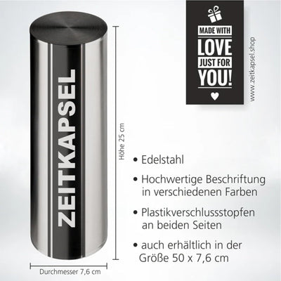 4you DESIGN Zeitkapsel zum Vergraben 25cm, Geschenkidee zur Grundsteinlegung, Richtfest, Schulabschl
