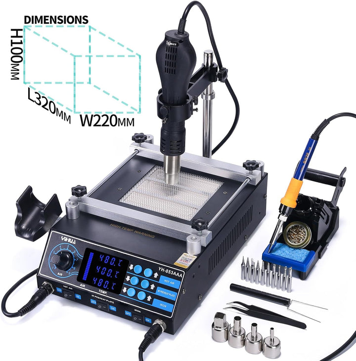 YIHUA 853AAA SMD Heissluft Lötstation Lötkolben station set Entlötstation Rework Station Vorwärmplat