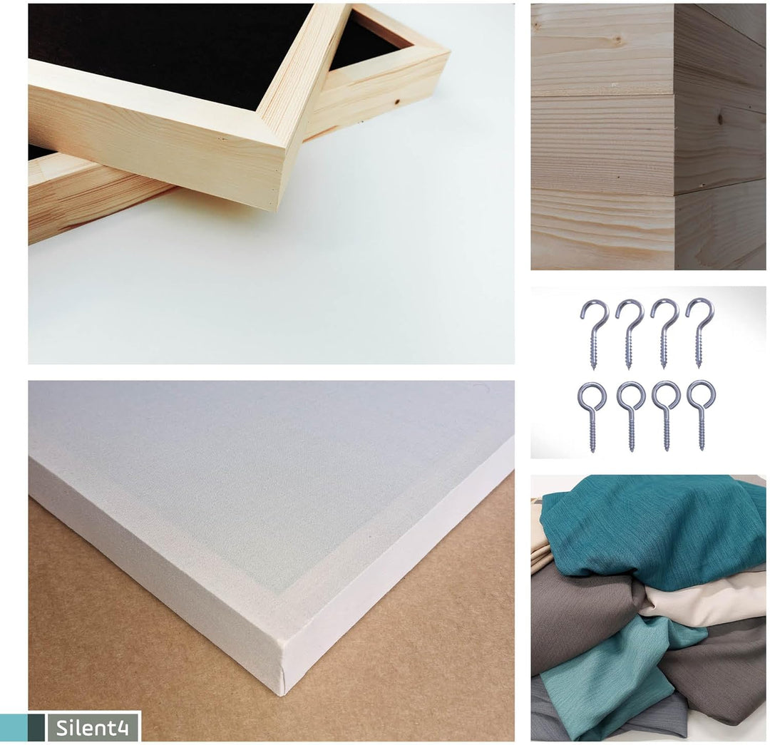 SILENT4® Schallabsorber Wand & Decke 120x60x5cm Akustikbild Akustikpaneele mit Akustikwolle, Schraub