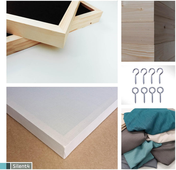 SILENT4® Schallabsorber Wand & Decke 120x60x5cm Akustikbild Akustikpaneele mit Akustikwolle, Schraub