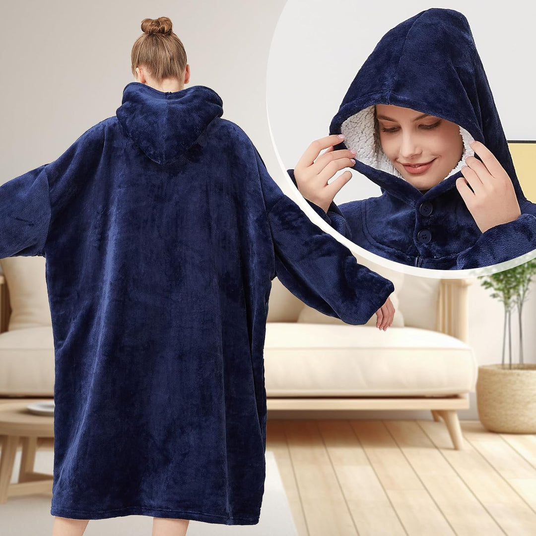 SPFASZEIV Reissverschluss Hoodie Decke Damen Kuscheldecke mit Ärmeln Übergrosse Kuschelpullover Frau