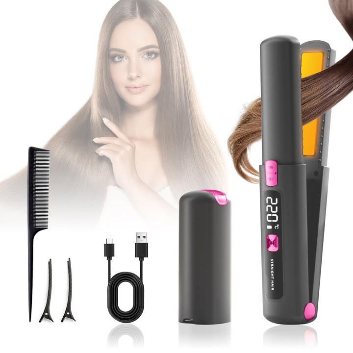 Mini Glätteisen 2 IN 1 Locken & Glätten für Alle Haartypen, Mini Haarglätter für Kurzes Haar, 6 Temp