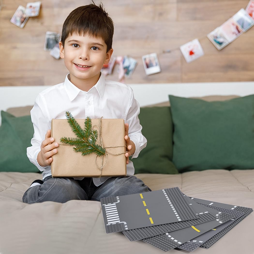 Lekebaby 6 Platten-Set Stadt Gerade Strassen Grundplatte, 25.5 * 25.5cm Städte Strassenplatten 100%
