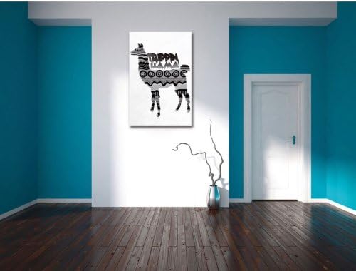 Trippin Lama negative Leinwandbild Bild auf Leinwand, XXL riesige Bilder fertig gerahmt mit Keilrahm