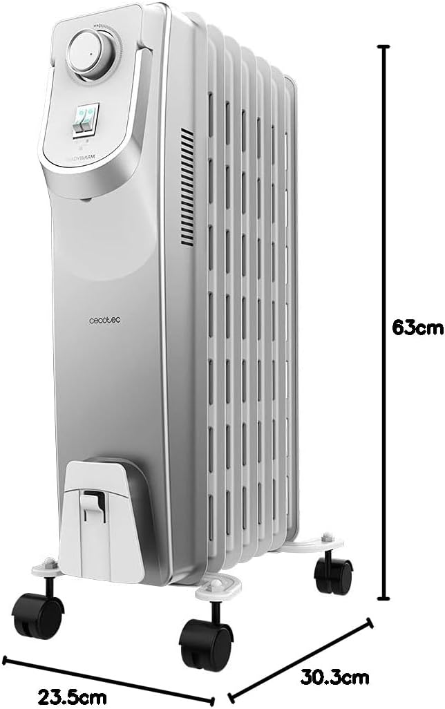 Cecotec Öl-Radiator ReadyWarm 7000 Space 360º. 1500 W, 7 Heizungsmodule, 3 Leistungsstufen, Kabelauf