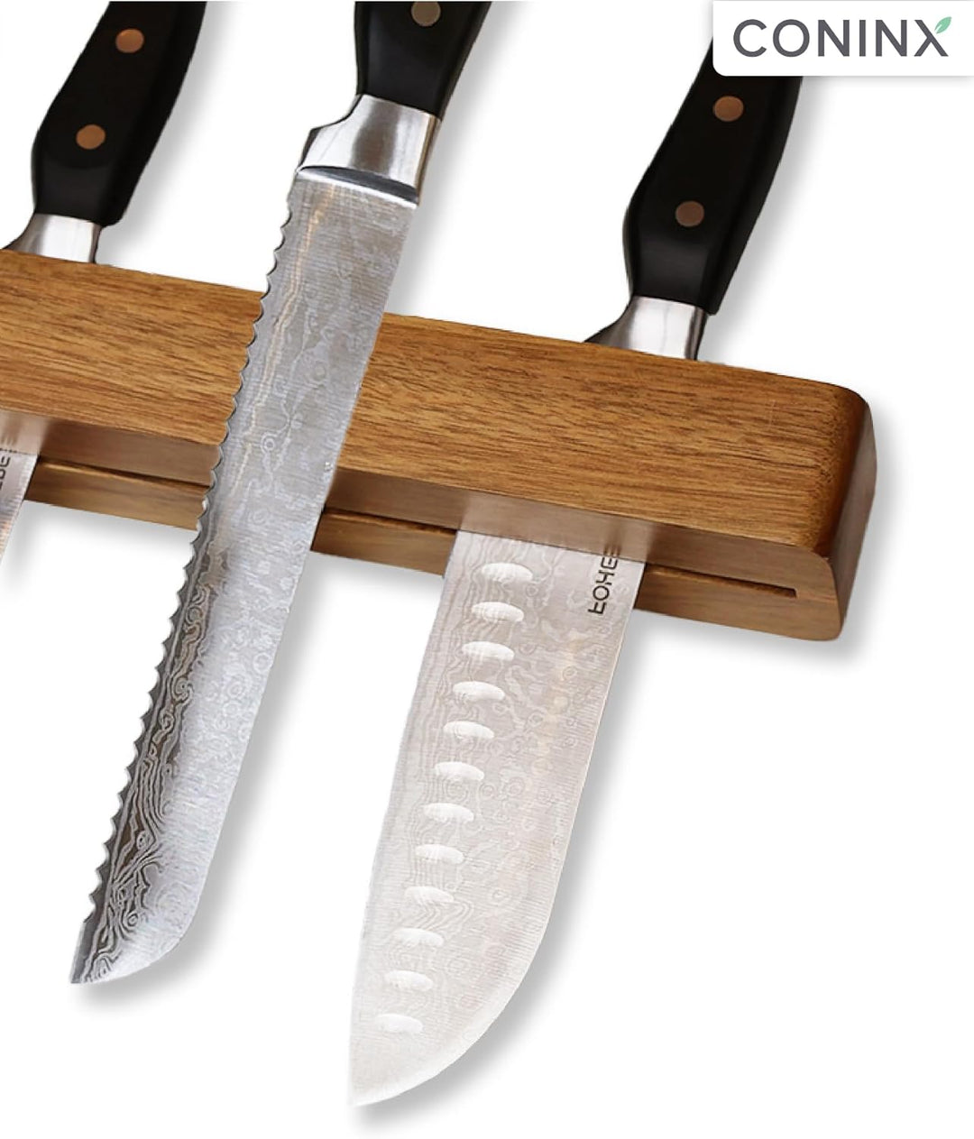 Coninx Magnetischer Messerhalter aus Akazienholz – 40 cm Messerleiste zur Wandmontage mit Schrauben