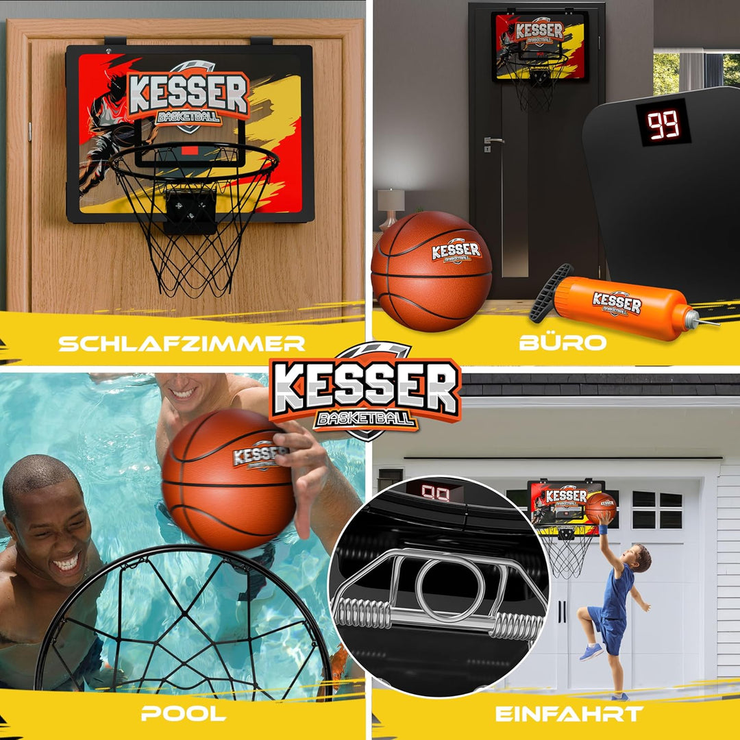 KESSER® Mini-Basketballkorb fürs Zimmer & Büro | Tür-Basketballkorb Indoor & Outdoor | Basketball-Bo