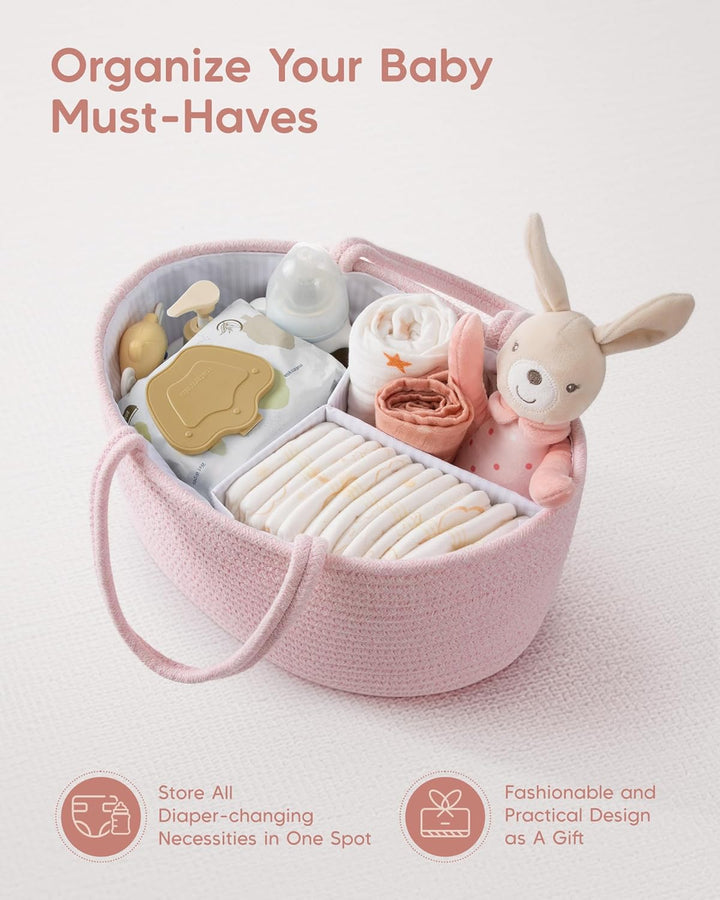 Maliton Wickeltisch Organizer，Baby Organizer Korb，Aufbewahrungskorb für den Wickeltisch，Windel Caddy
