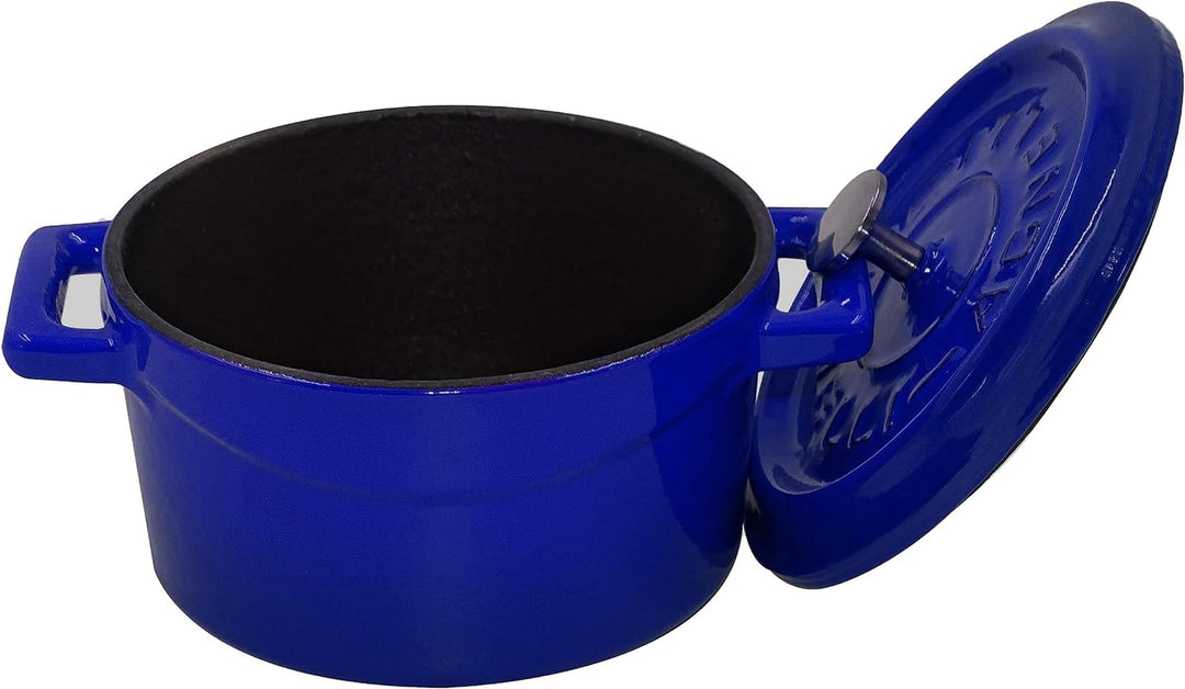 Pentole Agnelli COGHSRP10414B Kochgeschirr Slowcook Auflauf aus Gusseisen, 14 cm, 0,8 l, blau Blau 1