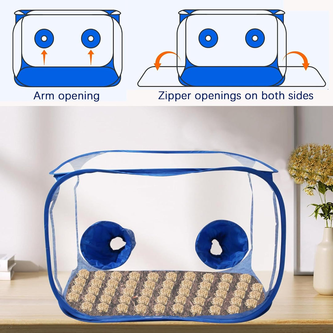 Still Air Box, 90x60x60cm, Pop Up Pilz Wachsen Zelt Kit, mit Handschuhen, Transparent, Tragbar, Pfla