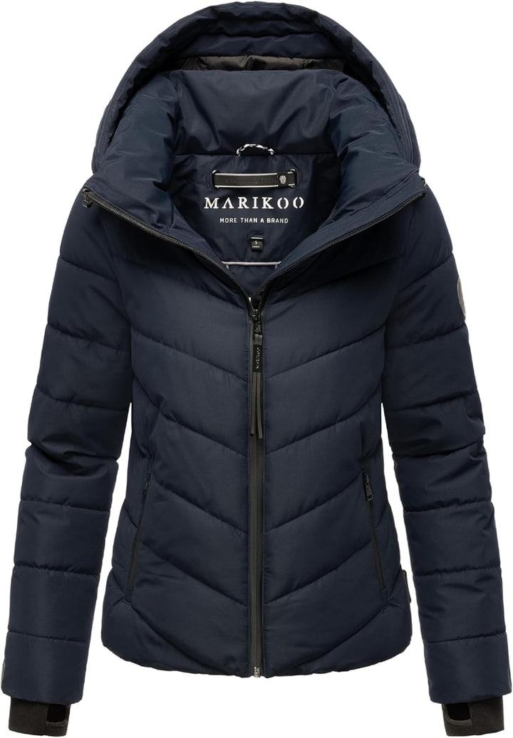 MARIKOO Damen Winterjacke warme Steppjacke mit Abnehmbarer Kapuze Samuiaa XVI XS-3XL XS Navy, XS Nav