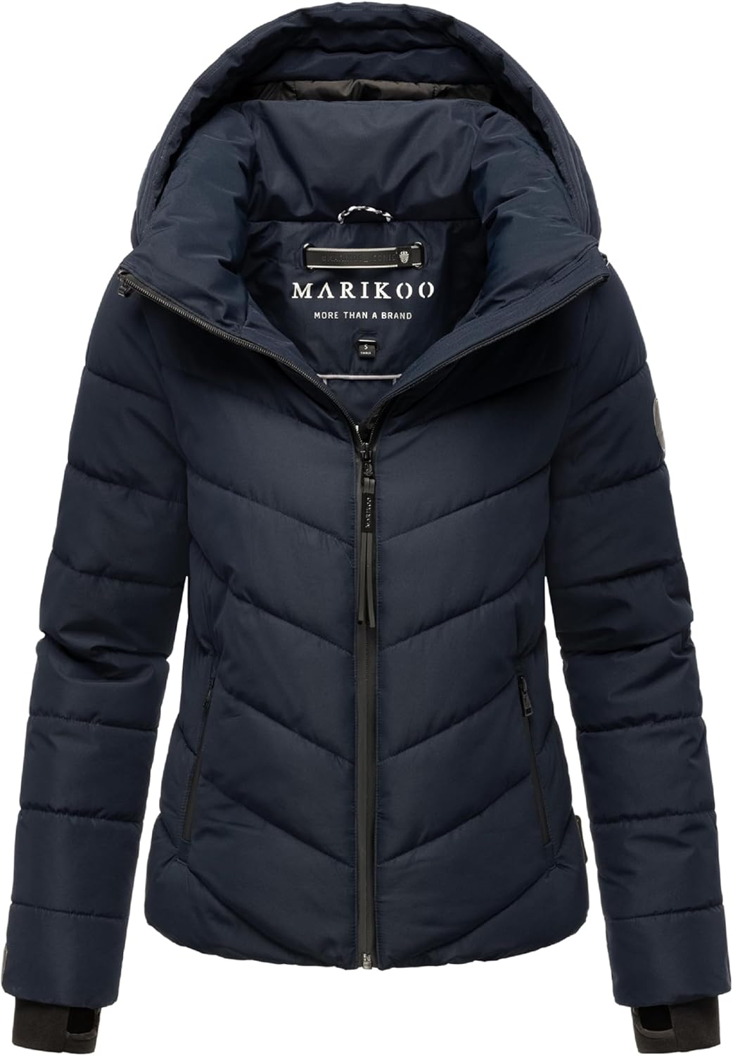 MARIKOO Damen Winterjacke warme Steppjacke mit abnehmbarer Kapuze Samuiaa XVI XS-3XL XXL Navy, XXL N