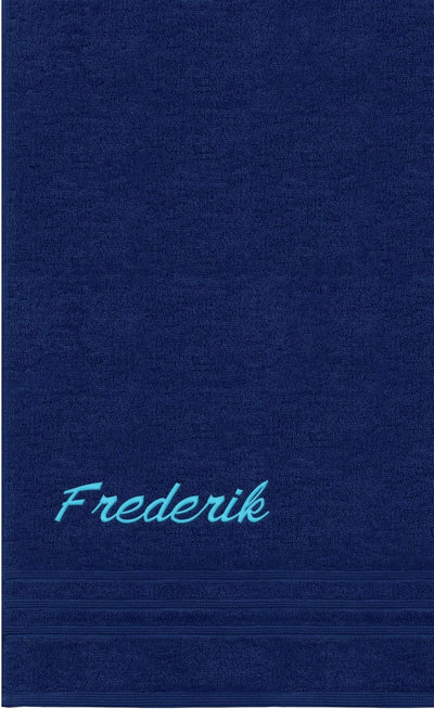 Lashuma Handtuch personalisiert mit Name, Duschtuch 70x140 cm Blau - Marine, Serie: London 70 x 140