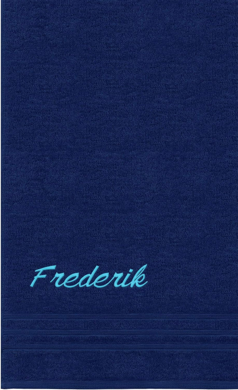 Lashuma Handtuch personalisiert mit Name, Duschtuch 70x140 cm Blau - Marine, Serie: London 70 x 140