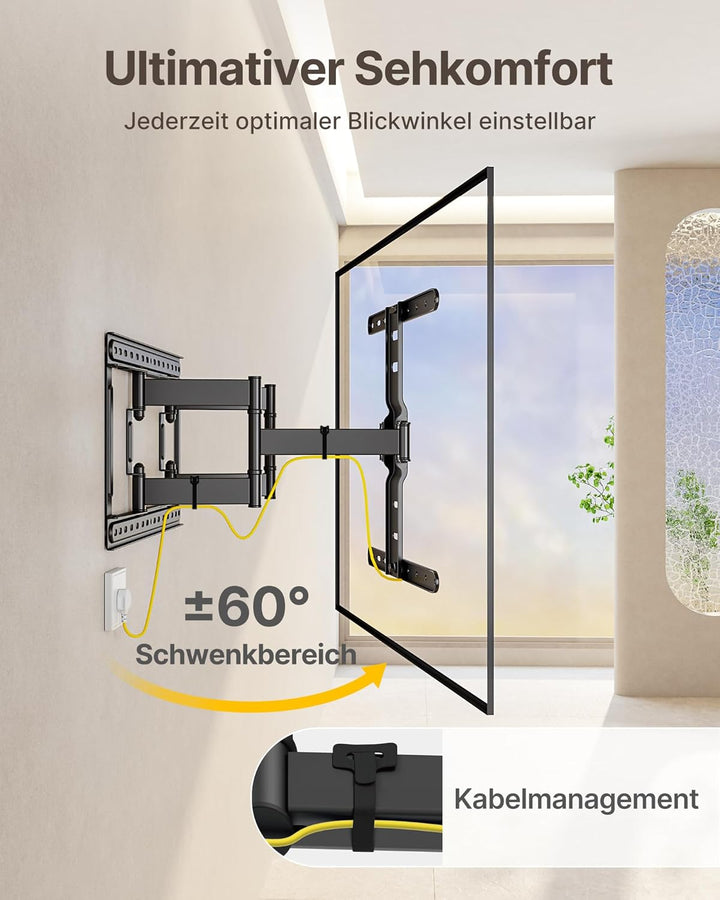 monTEK 1.1" Ultra Slim TV Wandhalterung für 37–75 Zoll Fernseher, Schwerlast Wandhalterung Fernseher
