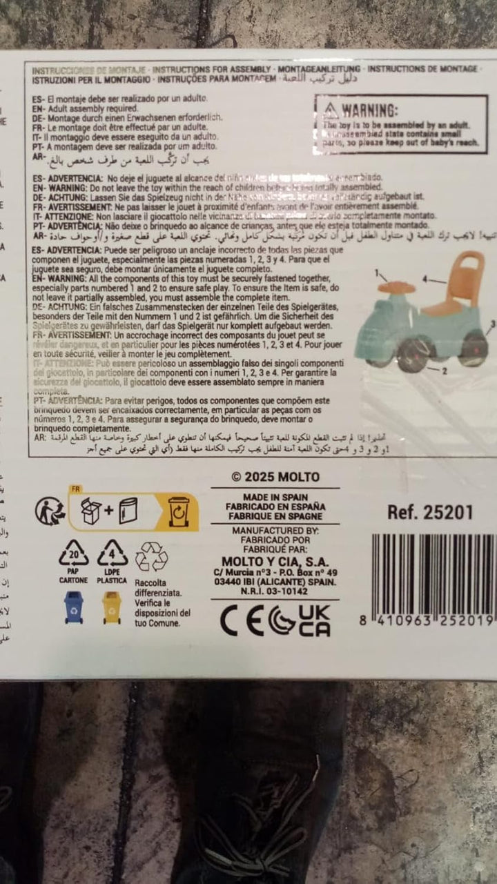 MOLTÓ | RIBLIE GO Lauflernwagen Rose mit 10 Blöcken | 2 in 1 Lauflernwagen und Aufsitzfahrzeug | För