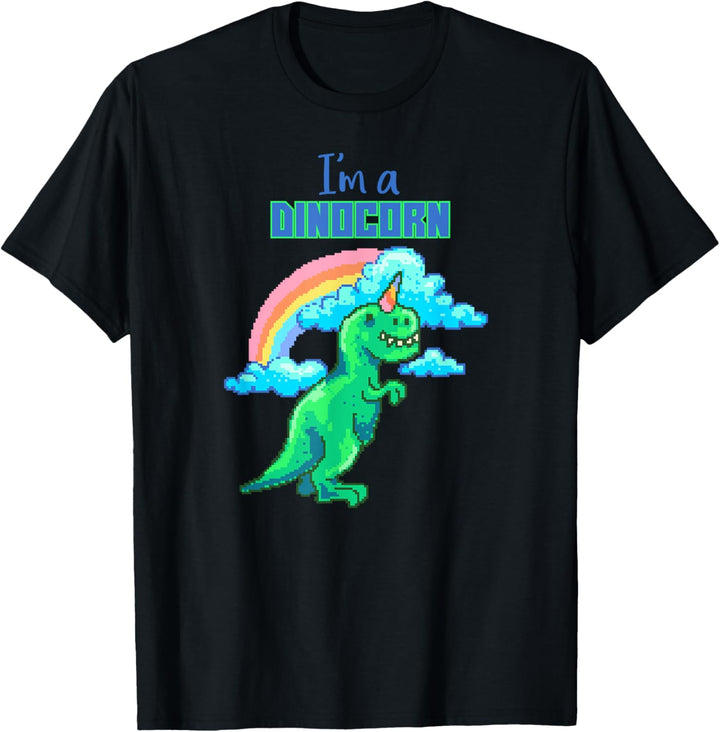 Dinocorn Pixel Art Unicorn Rainbow T-Shirt