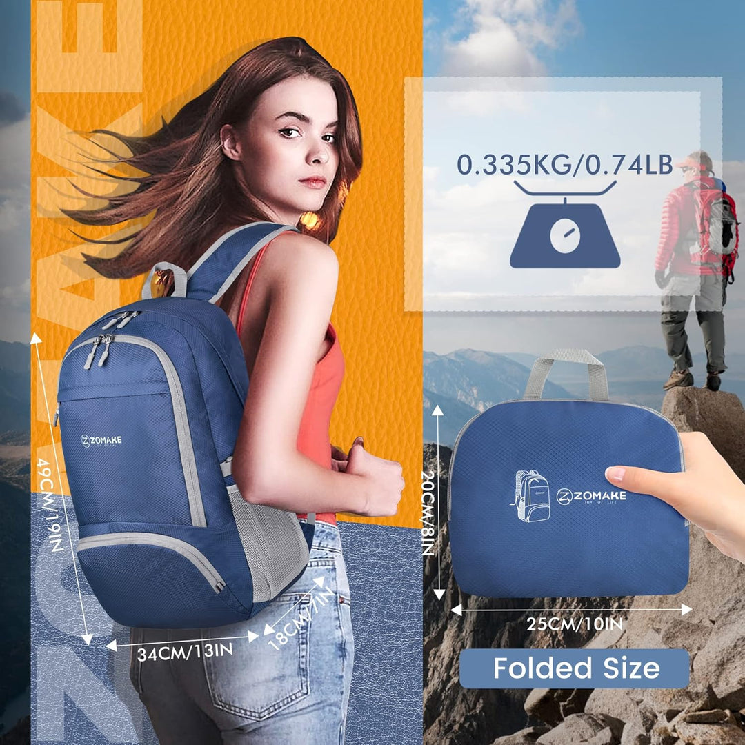 ZOMAKE Leicht Faltbarer Rucksack Packbare Backpacks 30L,Kleiner Faltbar Wanderrucksack Wasserdicht f