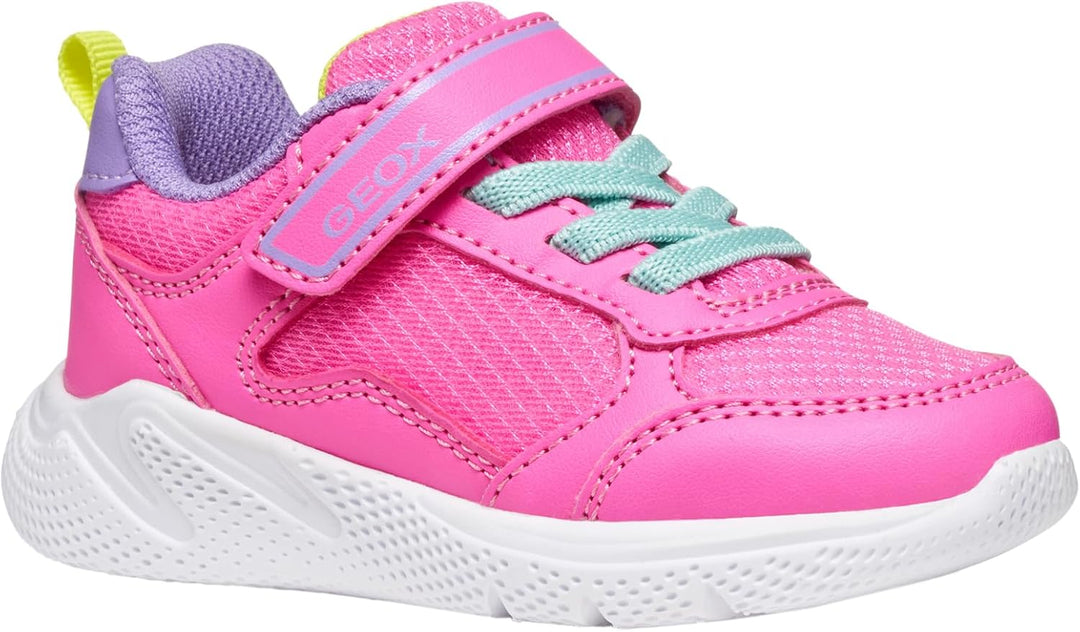Geox Baby-Mädchen B Sprintye Girl Sneaker 21 EU Fluo Fuchsia Dk Lila, 21 EU Fluo Fuchsia Dk Lila