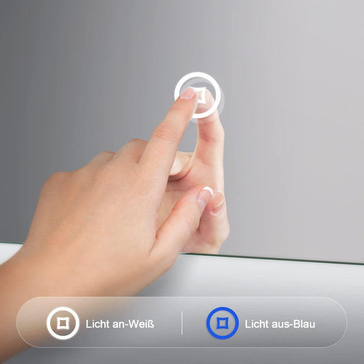 BD-Baode Badspiegel mit Beleuchtung 40x60cm,LED Badspiegel mit Uhr Badezimmerspiegel Touchschalter D