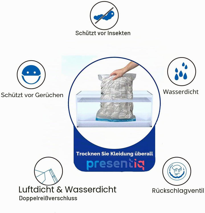 12 Set Vakuumbeutel Reise zum Rollen,Reise-Kompressionsbeutel, 2 Grössen (60x40cm, 50x35cm) Travel V