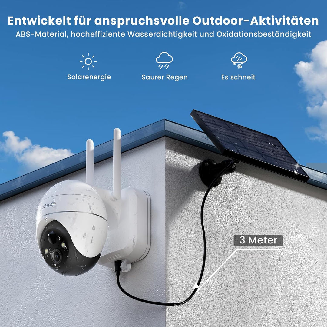 ieGeek 5MP Überwachungskamera Aussen Akku, PTZ Überwachungskamera Aussen WLAN mit Solarpanel,PIR-Bew