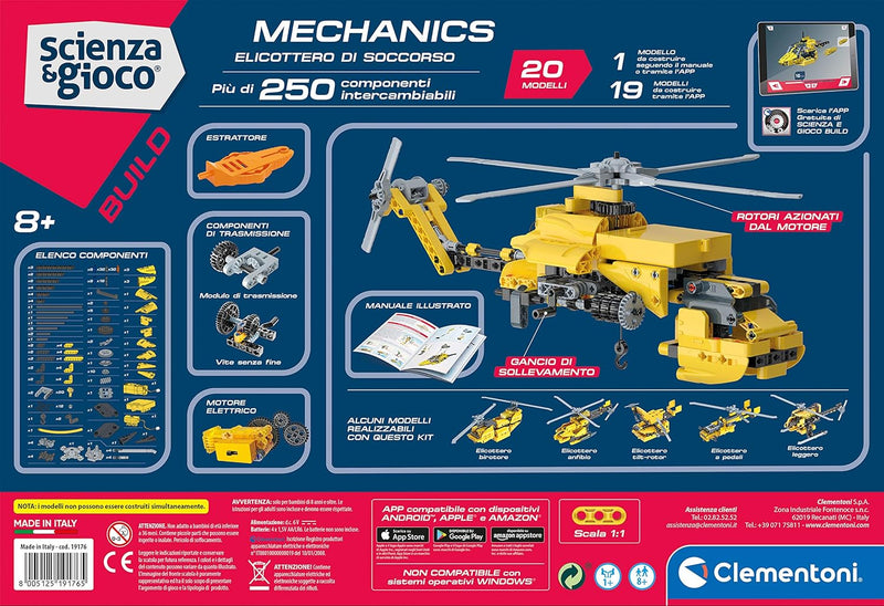 Clementoni 19176 Labor di Meccanica – Hubschrauber – BAU-Set (italienische Version) – Made in Italy,