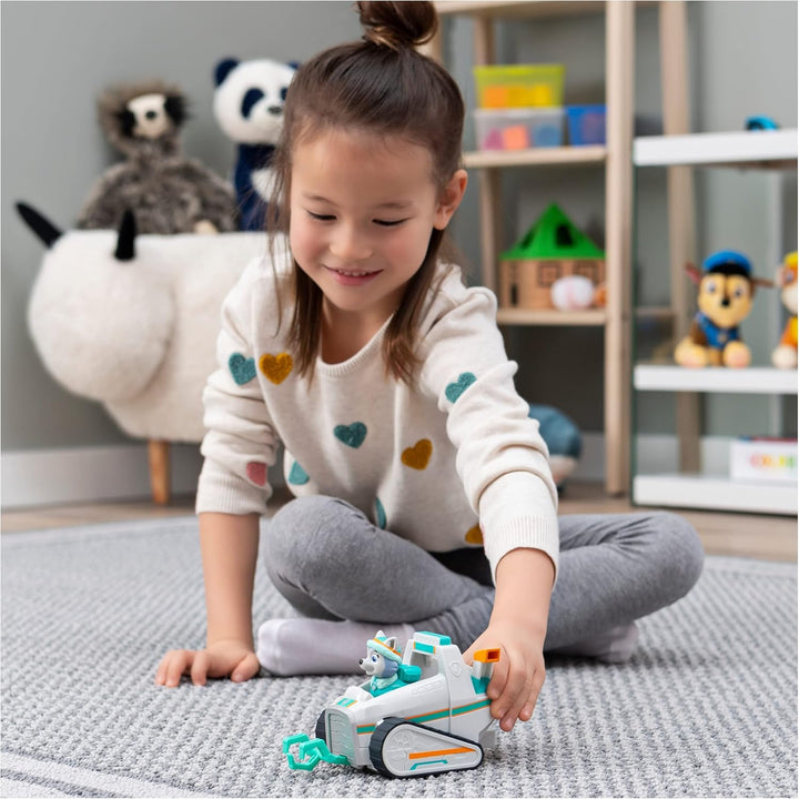 PAW PATROL, Schneeraupe-Fahrzeug mit Everest-Figur (Basic Vehicle/Basis Fahrzeug), Spielzeugauto, ab
