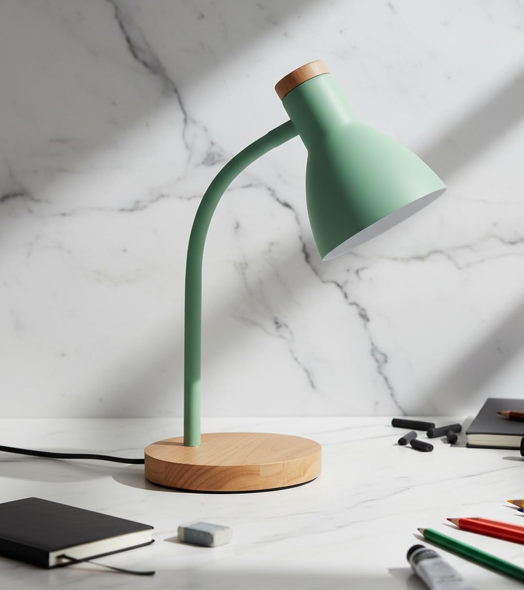 Bel Air Home - Schreibtischlampe ARGOS Serie, Holz, E-27 (GLÜHLAMPE NICHT ENTHALTEN) stilvolle Beleu