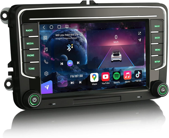 Erisin 7 Zoll 8-Kern 4GB+64GB Android 14 Autoradio mit CD Player für VW Passat B6 Golf 5/6 T5 Tiguan